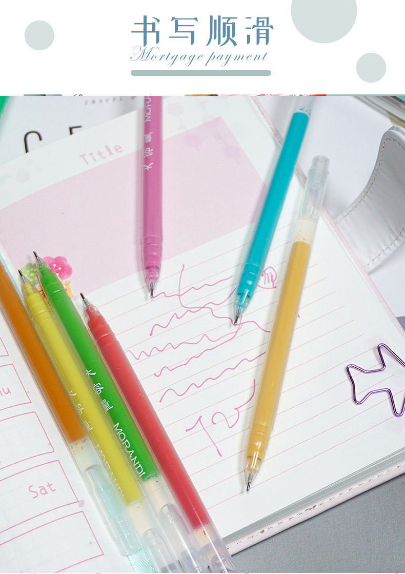 Simple and Beautiful Morandi Color Color Gel Pen Set Notebook Stationery for Students Vintage Ball Pen 0.5mm Simple and Beautiful Morandi Color Color Gel Pen Set Notebook Stationery for Students Vintage Ball Pen 0.5mm