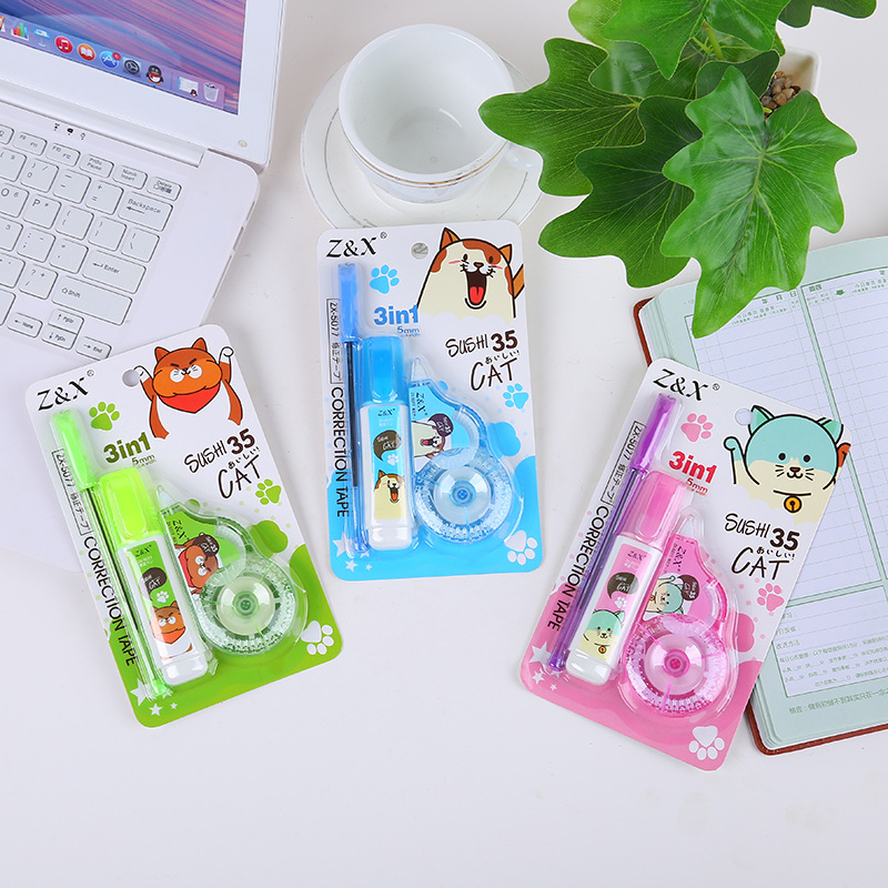 Student Stationery Correction Tape Cute Modification Correction Tape Correction Fluid Ballpoint Pen Suit 30 M Large Capacity Correction Tape