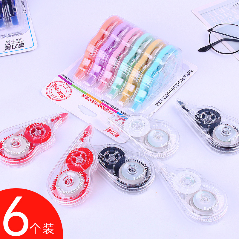 Cartoon Large Capacity Correction Tape Set 6 Pack Transparent with Heart Correction Fluid Students&#039; Supplies Affordable Correction Fluid