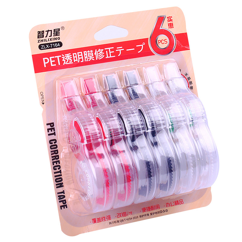 Cartoon Large Capacity Correction Tape Set 6 Pack Transparent with Heart Correction Fluid Students&#039; Supplies Affordable Correction Fluid