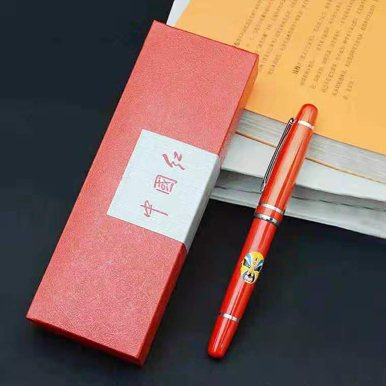 Manufacturers Supply Chinese Red Opera Face Pen Metal Roller Ball Pen Signature Gel Pen Advertising Business Pen Logo