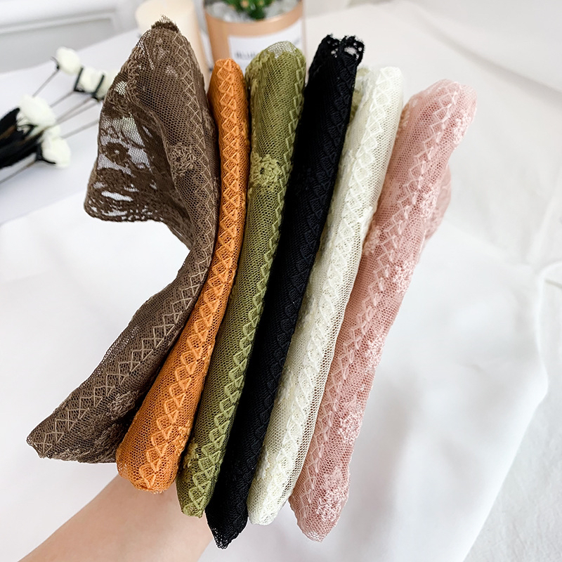 Silk Scarf Artistic Mesh Hollow Lace Triangular Binder Korean Style Fashionable Outerwear Knotted Silk Scarf Embroidered Scarf Headscarf Silk Scarf Artistic Mesh Hollow Lace Triangular Binder Korean Style Fashionable Outerwear Knotted Silk Scarf Embroidered Scarf Headscarf
