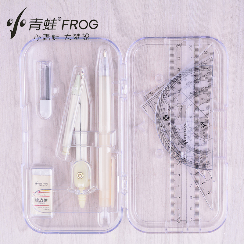Frog Compasses Set Ruler Sets Metal Drawing Design Student Stationery Exam Standard Drawing Tool