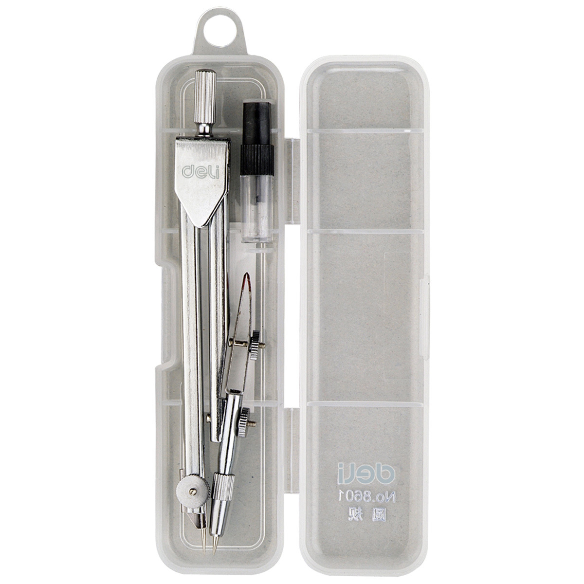 Deli Compasses 8601 Stationery Drawing Design Student Compasses Set Teaching Plastic Box Packaging Student Mathematics