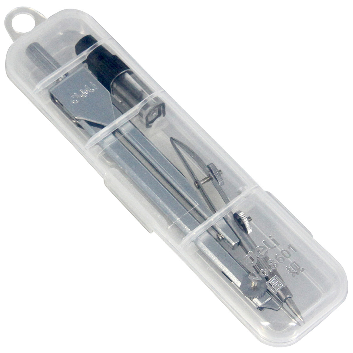 Deli Compasses 8601 Stationery Drawing Design Student Compasses Set Teaching Plastic Box Packaging Student Mathematics