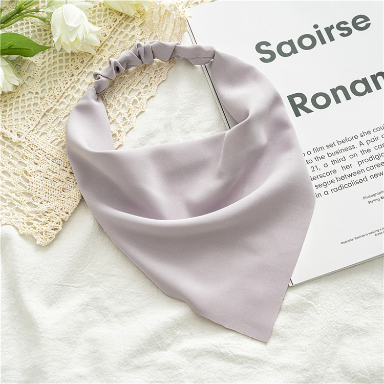 Cross-Border New Arrival Solid Color Chiffon Triangular Binder Hair Band European and American Style Women Simple Elastic Band Headscarf All-Match Headwear Cross-Border New Arrival Solid Color Chiffon Triangular Binder Hair Band European and American Style Women Simple Elastic Band Headscarf All-Match Headwear