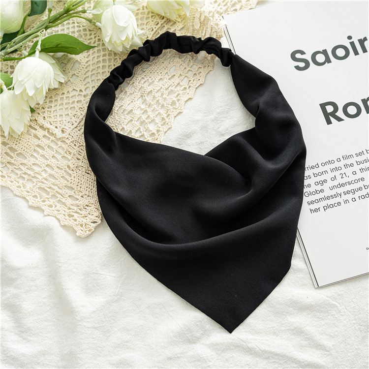 Cross-Border New Arrival Solid Color Chiffon Triangular Binder Hair Band European and American Style Women Simple Elastic Band Headscarf All-Match Headwear Cross-Border New Arrival Solid Color Chiffon Triangular Binder Hair Band European and American Style Women Simple Elastic Band Headscarf All-Match Headwear