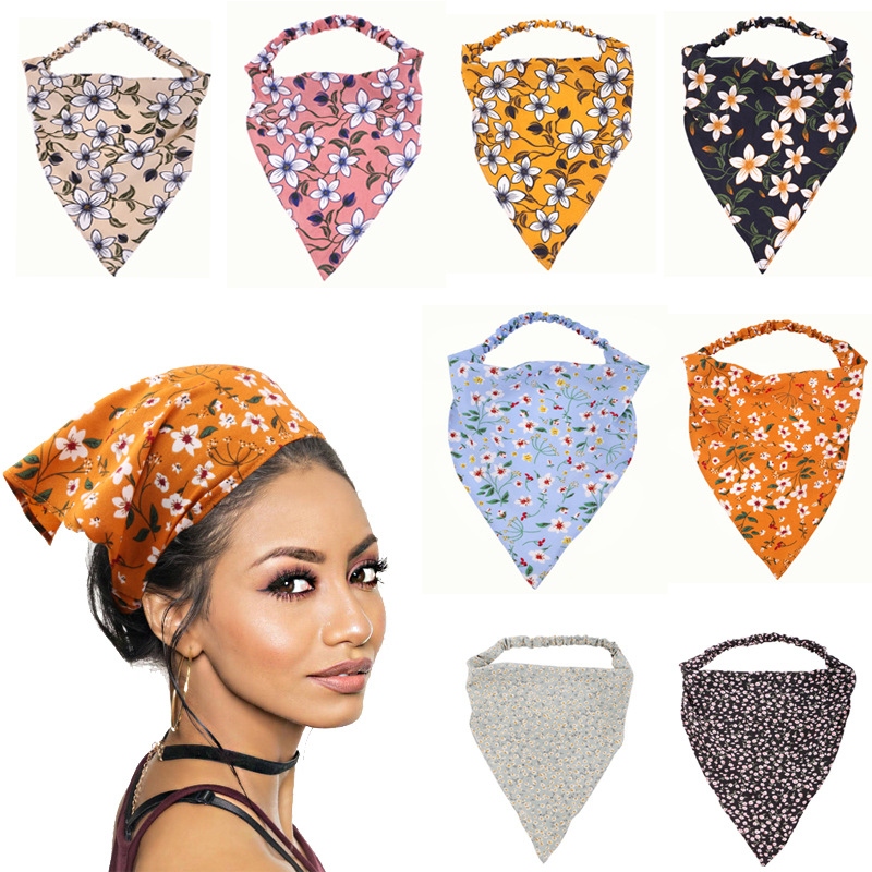 Amazon New Triangular Binder Hair Band Women&#039;s Oil Smoke-Proof Floral Headscarf New Elastic Ribbon Women Bandeau