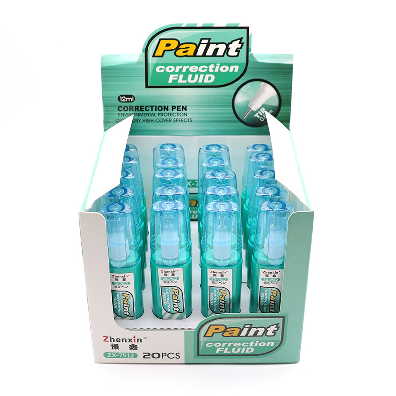 Zhenxin 7512 Correction Fluid Correction Fluid Large Capacity Quick-Drying Steel Head Correction Fluid Learning Office 12ml