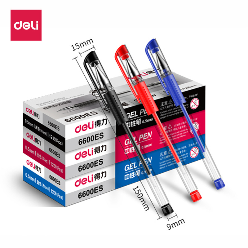 Deli Gel Pen Black 0.5mm Bullet Carbon Ball Pen for Students Office Supplies Signature Pen Wholesale