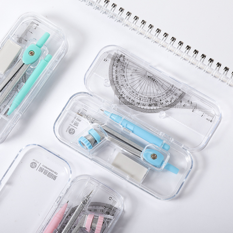 Compasses Drawing Set Student Compasses Drawing Tools 7-Piece Set Exam Compasses Ruler Set Stationery Wholesale