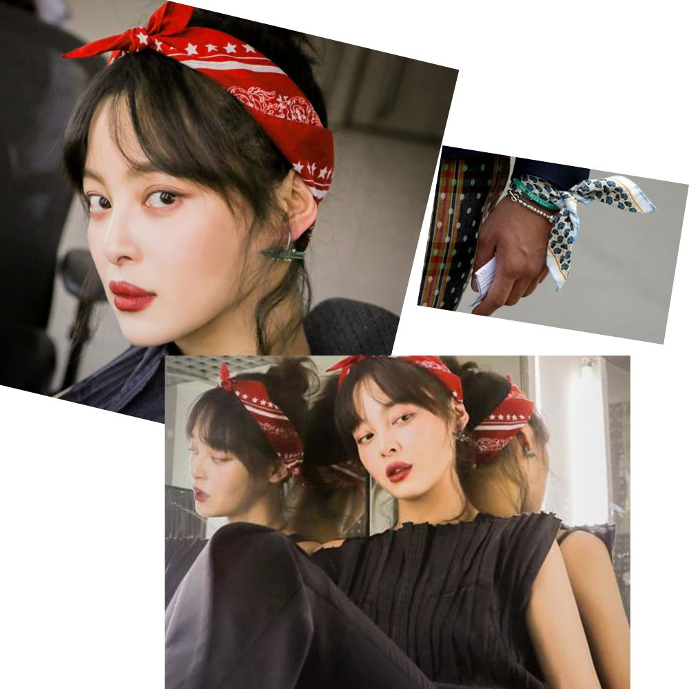 Xin Zhilei Same Hair Band Red Five Pointed Star Square Towel Pure Cotton Hip Hop Sports Cycling Headscarf Triangular Binder Customizable Xin Zhilei Same Hair Band Red Five Pointed Star Square Towel Pure Cotton Hip Hop Sports Cycling Headscarf Triangular Binder Customizable