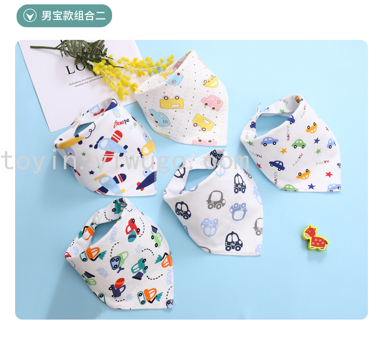 Western Style Children's Saliva Towel Newborn Cotton Handsome Boy Waterproof Korean Style Triangular Binder