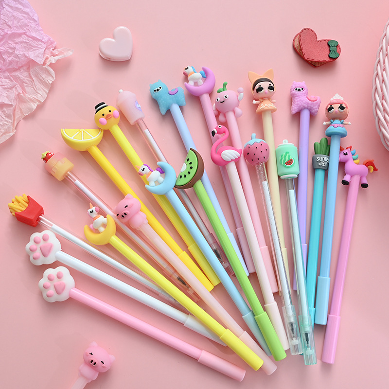 Cartoon Soft Gel Pen Cute Girl Pen Student Studying Stationery Exam Signature Ball Pen