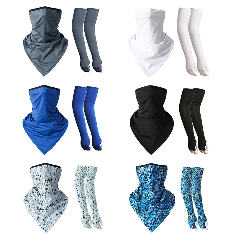 Hot Selling Ice Silk Ear Hanging Triangular Binder Sun Protection Scarf Summer Sports Face Towel Outdoor Variety Towel Cycling Bandana
