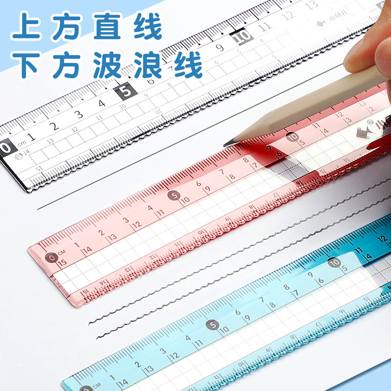 Elementary School Student Ruler Sets Transparent 15cm Wave Ruler Aluminum Alloy Compasses Protractor Set Square 4 PCs Set Wholesale