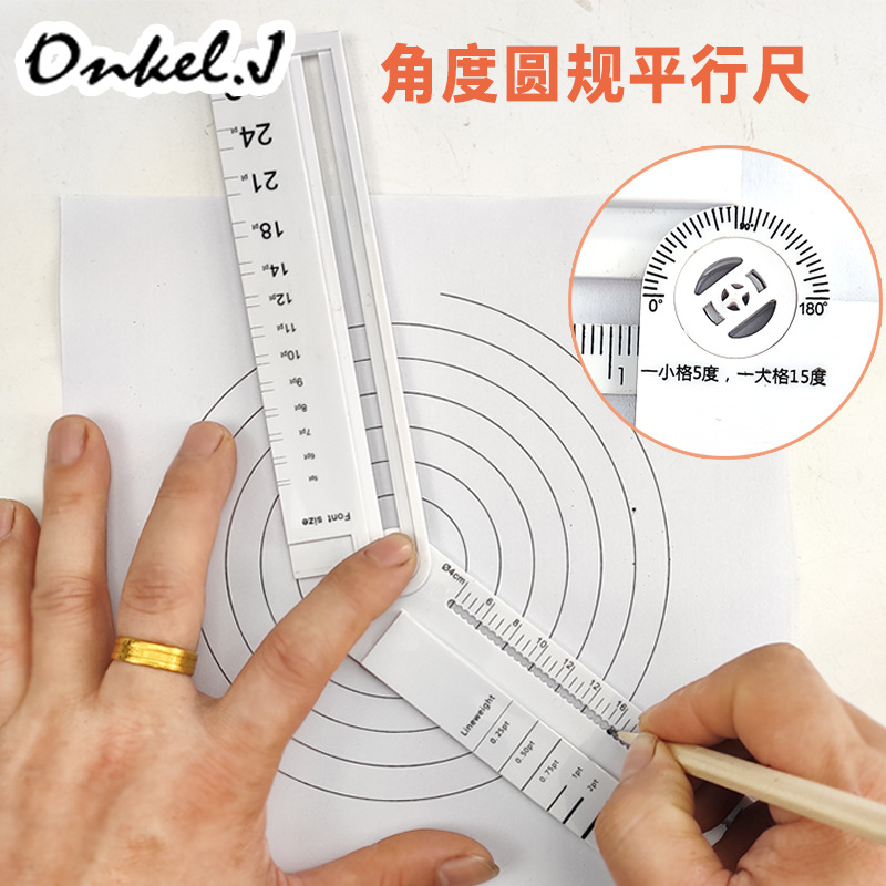 Multifunctional Ruler Can Replace Ruler Goniometer Compasses Draw Arc Parallel Wire Measuring Line Thickness and Font Size