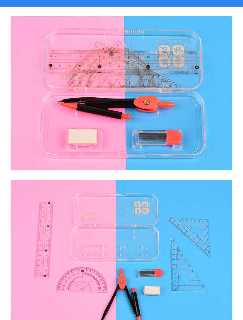 Student Set Compasses Ruler Drawing Ruler Rubber Woodworking Mechanical Drawing Building Drawing Measuring Convenient Tool