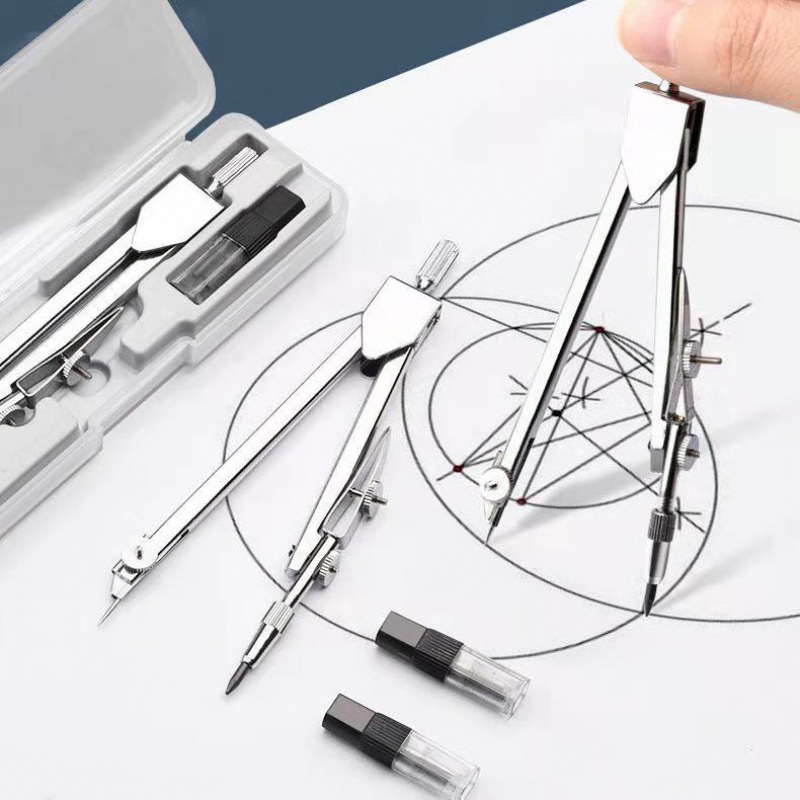 Compasses Wholesale Metal Stainless Steel Set Junior High School Practical Office Supplies Elementary School Students Painting Tools Drawing Ruler