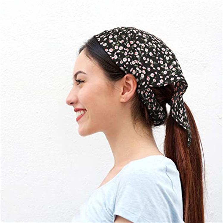 Cross-Border Spring Women&#039;s Versatile Baotou Triangular Binder Elastic Ribbon European and American Floral Headscarf Headband