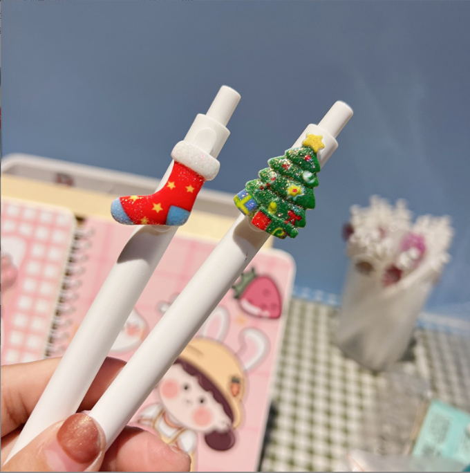 Christmas Holiday Pen Press Ball Pen Black Carbon Pen Press Pen 0.5 Net Red High-Looking Pen Student Gift Pen