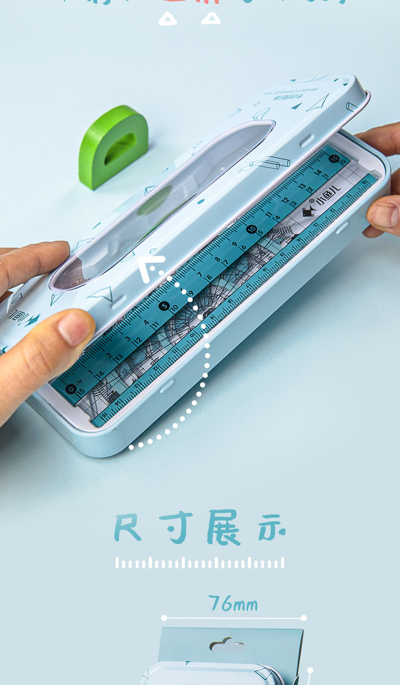 Multifunctional Ruler Set Student Children Drawing Office Transparent Plastic Fun Protractor Compasses Triangular Plate