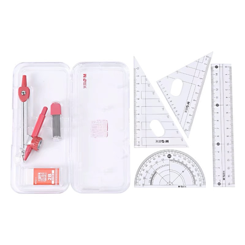 M &amp; G Stationery Acs90823 Exam Ruler Sets with Root Number Triangular Plate Ruler Protractor Compasses Set Eraser