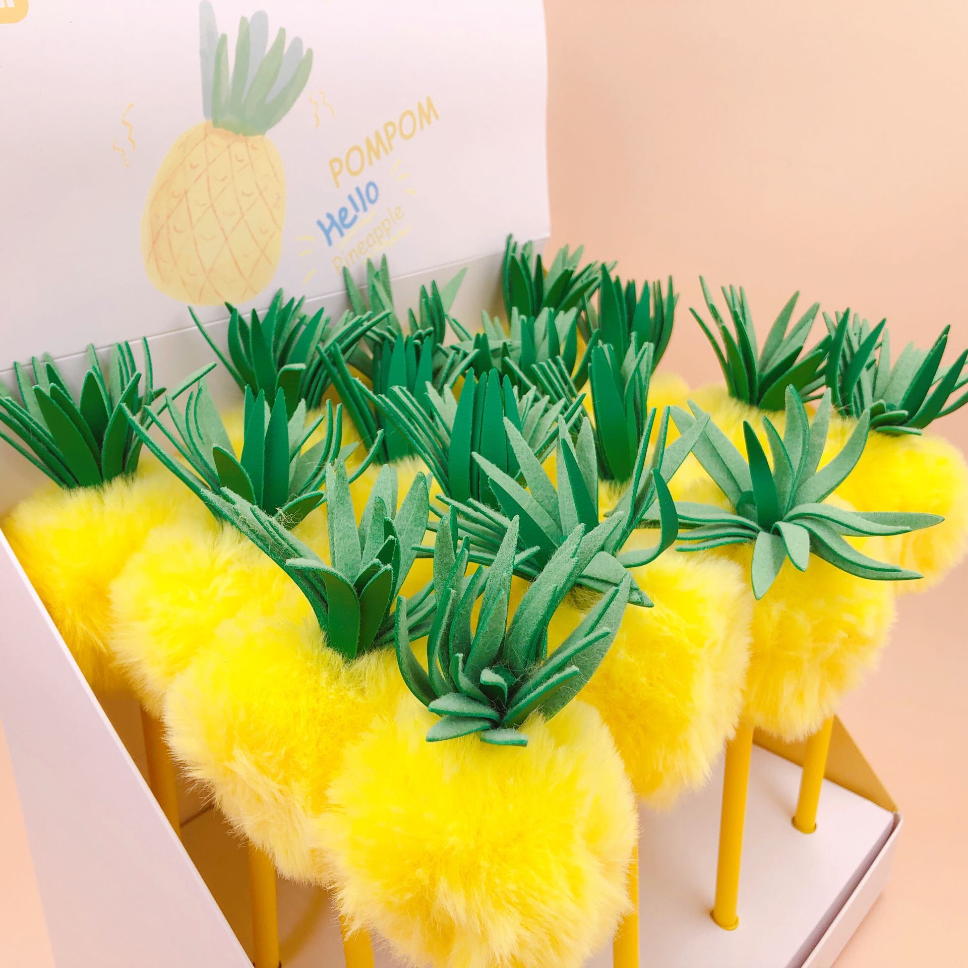 Fruit Pineapple Hairy Ball Gel Pen Student Gift