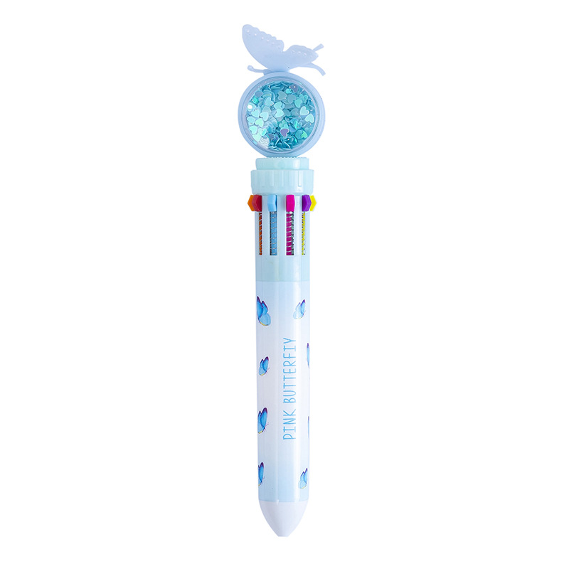 Cartoon Butterfly Ten-Color Ballpoint Pen Student Multi-Color Press Oil Pen Multi-Function 10-Color Stationery Journal Ball Pen