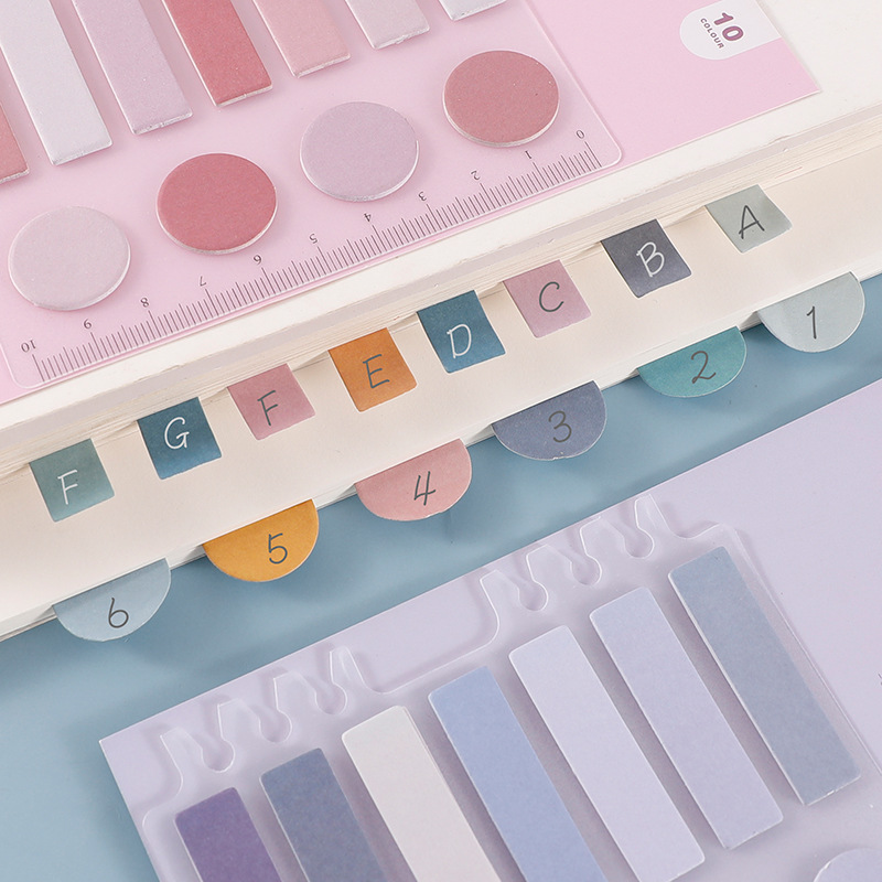 Paipai Girl Loose-Leaf Binder Sticky Notes Morandi Salt Gradient Index Stickers Mark Solid Color Basic Mark Sticker