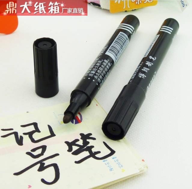 Black Marking Pen Boxed Marker Warehouse Packaging Ball Pen Oily Thick Head Large Capacity Office Stationery