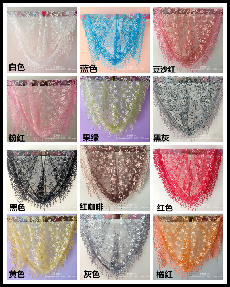 Export Korean Style Four Seasons Foreign Trade Triangle Scarf Lace Hollow Tassel Triangular Binder Lace Scarf Ladies Wholesale Export Korean Style Four Seasons Foreign Trade Triangle Scarf Lace Hollow Tassel Triangular Binder Lace Scarf Ladies Wholesale