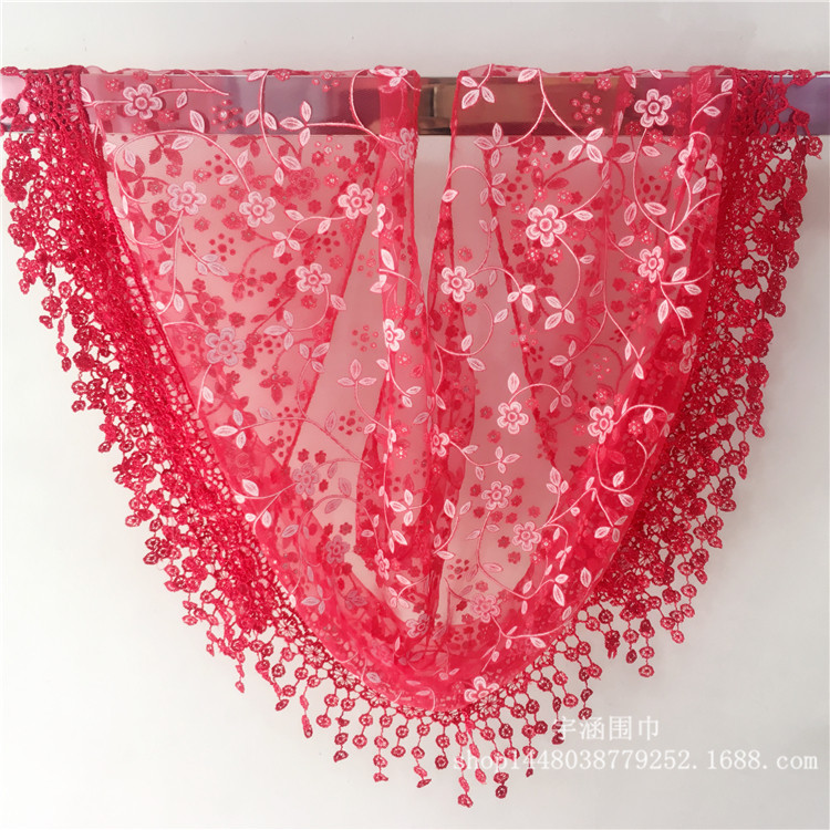Export Korean Style Four Seasons Foreign Trade Triangle Scarf Lace Hollow Tassel Triangular Binder Lace Scarf Ladies Wholesale Export Korean Style Four Seasons Foreign Trade Triangle Scarf Lace Hollow Tassel Triangular Binder Lace Scarf Ladies Wholesale