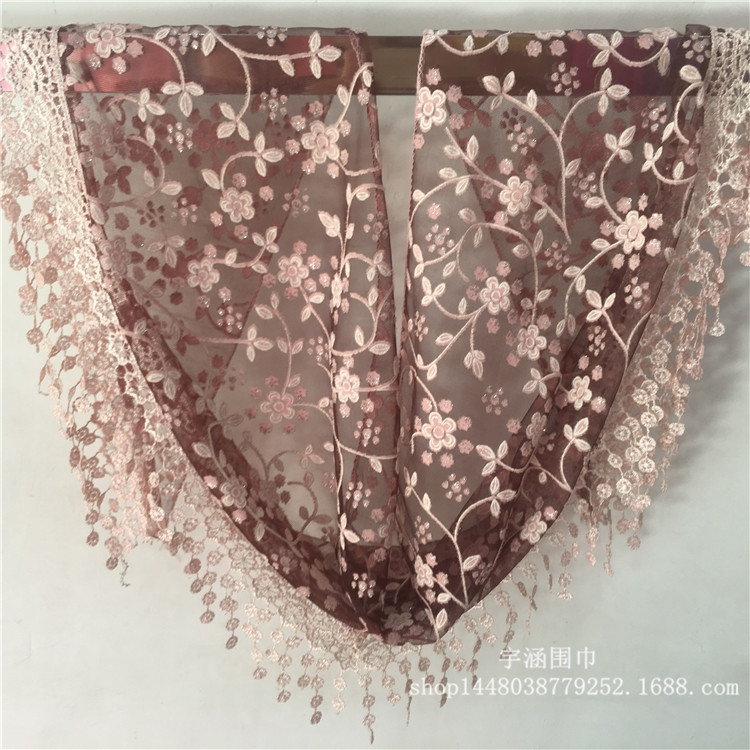 Export Korean Style Four Seasons Foreign Trade Triangle Scarf Lace Hollow Tassel Triangular Binder Lace Scarf Ladies Wholesale Export Korean Style Four Seasons Foreign Trade Triangle Scarf Lace Hollow Tassel Triangular Binder Lace Scarf Ladies Wholesale