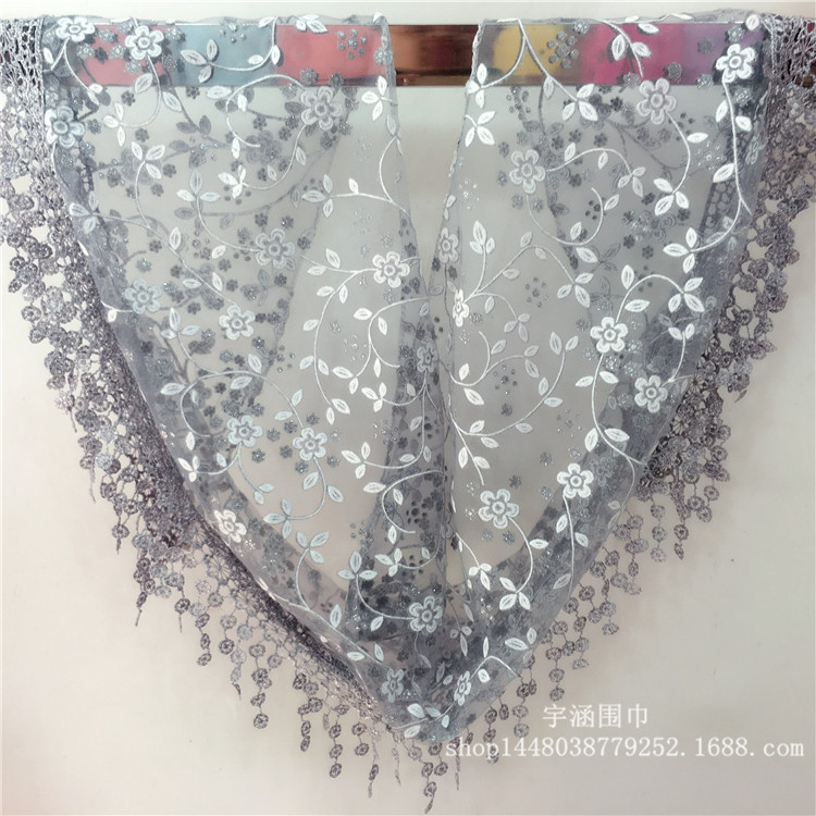 Export Korean Style Four Seasons Foreign Trade Triangle Scarf Lace Hollow Tassel Triangular Binder Lace Scarf Ladies Wholesale Export Korean Style Four Seasons Foreign Trade Triangle Scarf Lace Hollow Tassel Triangular Binder Lace Scarf Ladies Wholesale