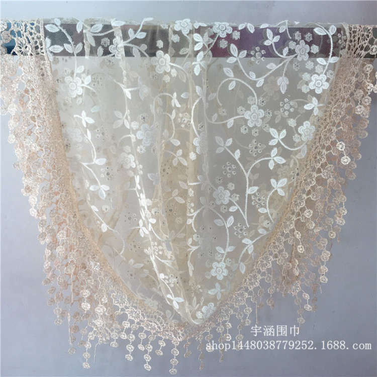 Export Korean Style Four Seasons Foreign Trade Triangle Scarf Lace Hollow Tassel Triangular Binder Lace Scarf Ladies Wholesale Export Korean Style Four Seasons Foreign Trade Triangle Scarf Lace Hollow Tassel Triangular Binder Lace Scarf Ladies Wholesale