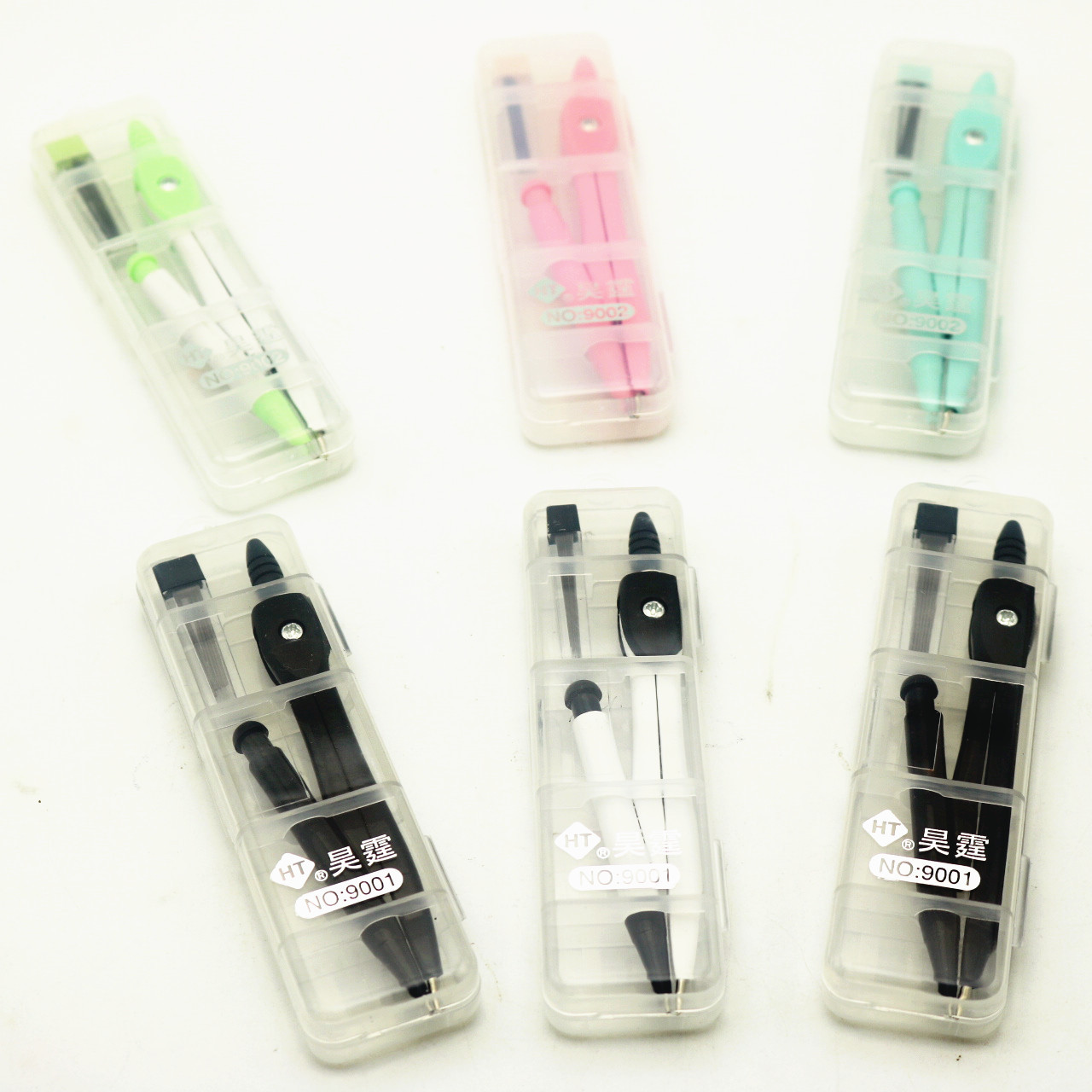Wholesale Hao Ting 9001 Type Fashion Boxed Compasses Set Containing Mechanical Pencil Lead Metal Quality Student Drawing Instrument