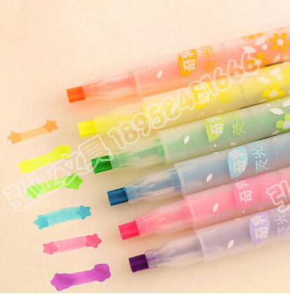 New five-pointed Pen Highlighter Korea stationery cool highlighter