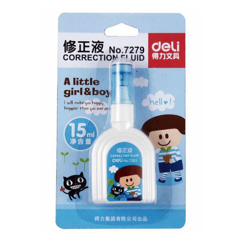 Deli 7279 Steel Head Correction Fluid Correction Fluid Student Correction Fluid 15ml/Bottle Correction Fluid Students&#039; Supplies