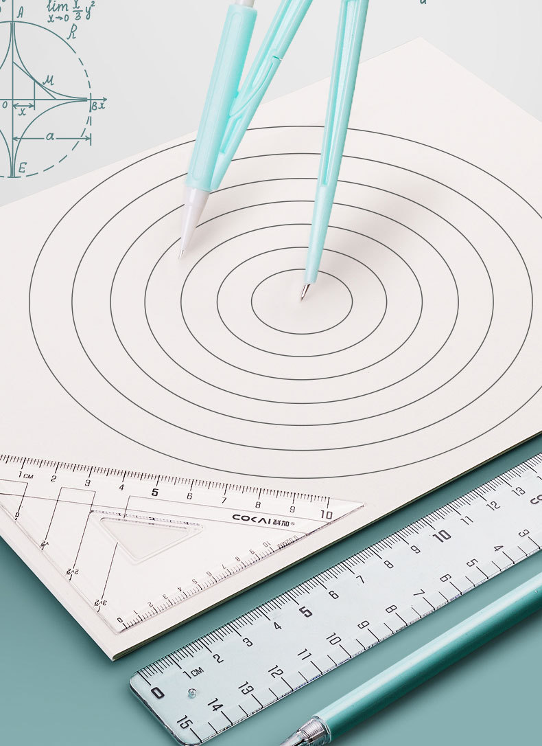 Ruler Compasses Pencil 9-Piece Set Student Drawing Tools Morandi Children Learning Stationery Ruler Wholesale