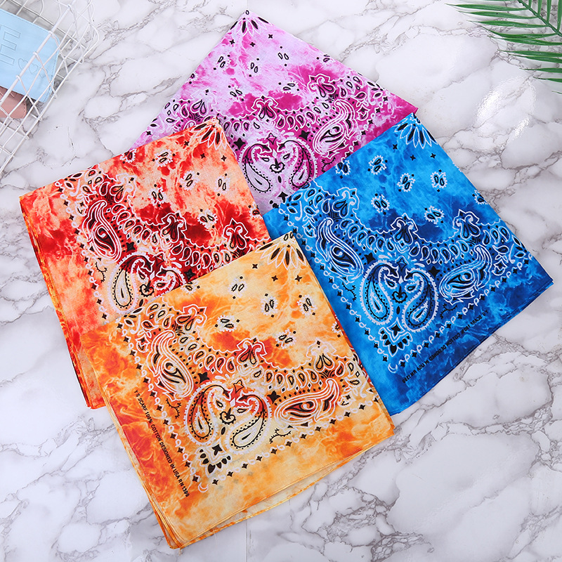 CrossBorder Bandana Sports Outdoor Cycling Scarf Scarf SweatAbsorbent Square Scarf Pure Cotton TieDyed Triangular Binder