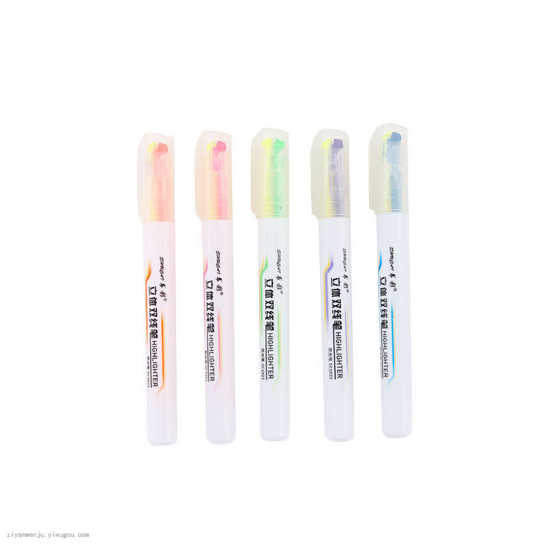 5-Pack Double-Headed Double-Line Two-Color Creative Korean Fluorescent Pen Set Student Mark Painting Highlighter