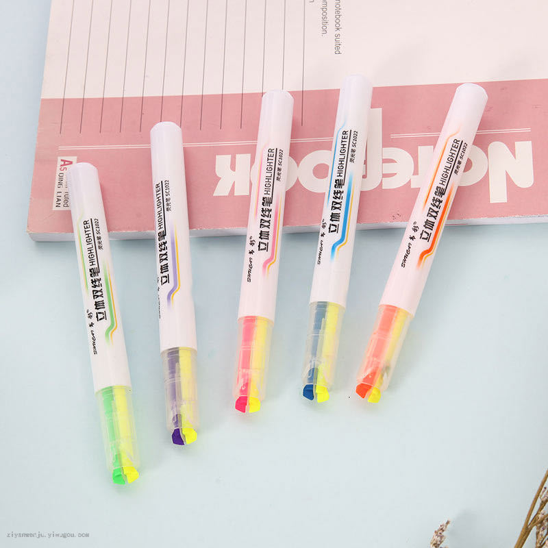 5-Pack Double-Headed Double-Line Two-Color Creative Korean Fluorescent Pen Set Student Mark Painting Highlighter 5-Pack Double-Headed Double-Line Two-Color Creative Korean Fluorescent Pen Set Student Mark Painting Highlighter