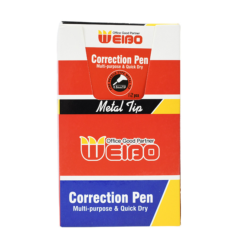 Weibo Correction Fluid 9ml White Correction Fluid Student Exam Office Learning Dual-Use Correction Pen Factory Direct Sales