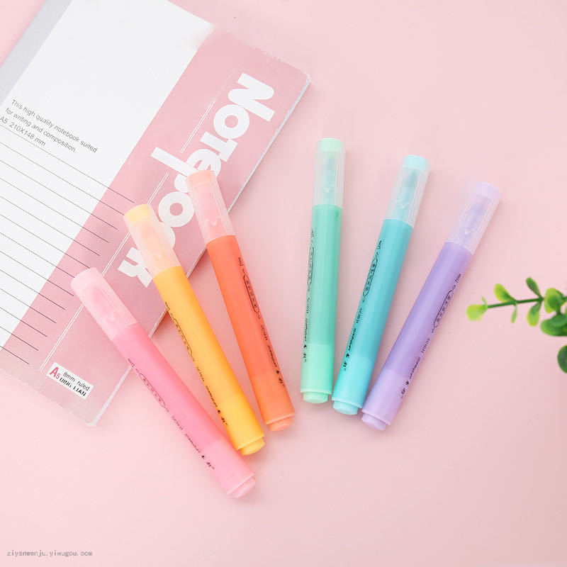 Oblique Triangle Pen Body Correct Grip Position Highlighter Candy Color 6 Student Mark Key Highlighter