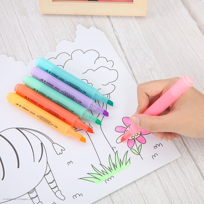 Oblique Triangle Pen Body Correct Grip Position Highlighter Candy Color 6 Student Mark Key Highlighter