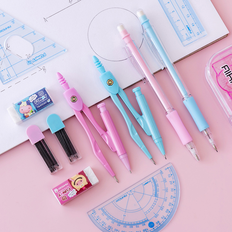 Compasses Set Uni Rulers Sub-Gauge Stainless Steel Metal Practical Junior High School Student Exam Drawing Making Drawing Tool