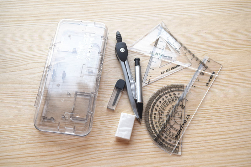 Wholesale 2902 Compasses Set Full Set Ruler Mechanical Pencil Lead Rubber Suit Drawing Tools Student Stationery