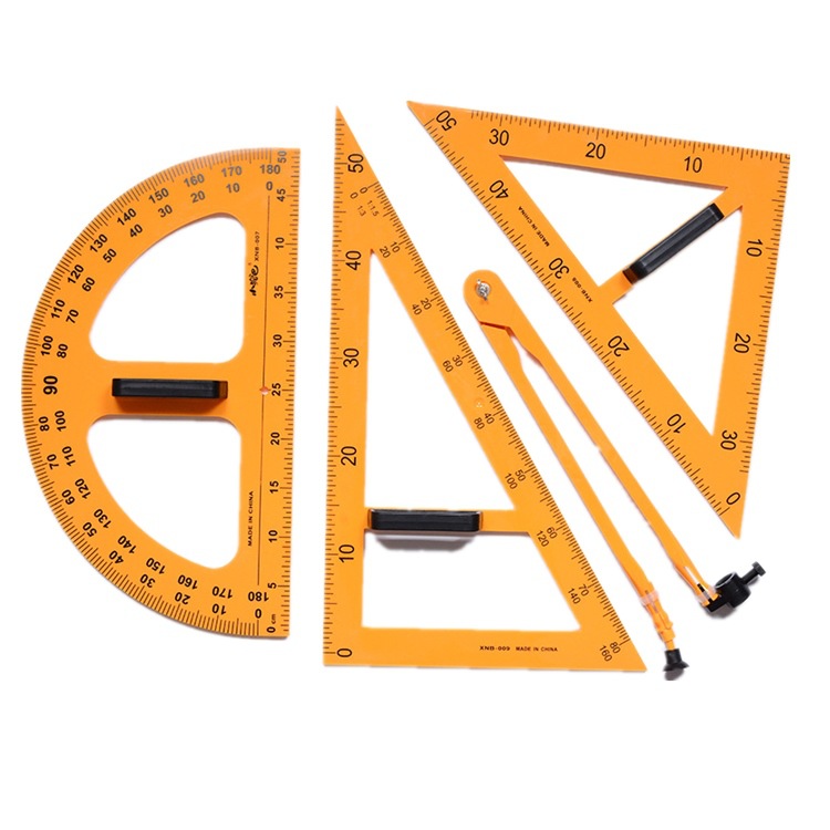 Instrument Supplies Multifunctional Teaching Ruler Compasses Triangle Art Five Pieces Rulers Set Stationery Wholesale Customization