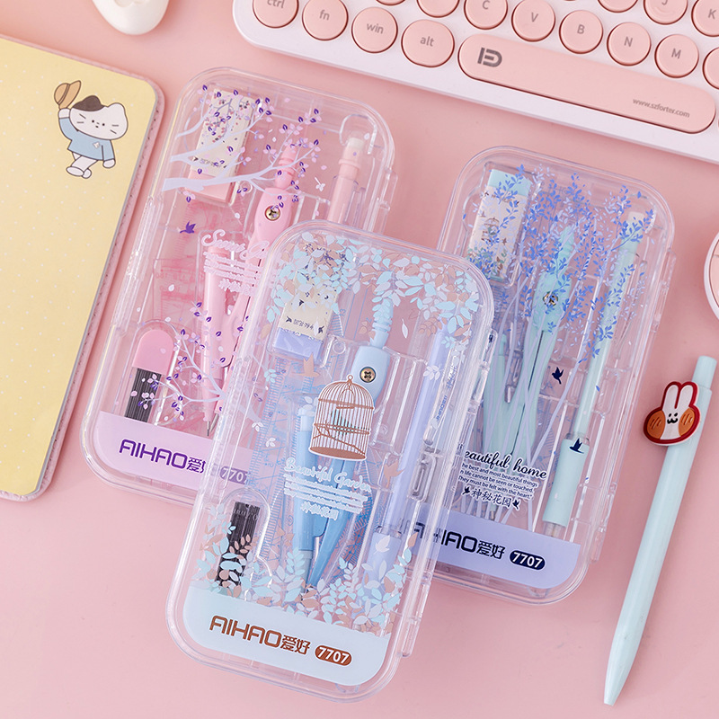 Hobby Compasses Set Fresh Propelling Pencil Rubber Refill Student Drawing Ruler Protractor Stationery T